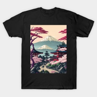 Serene Mount Fuji Sunset - Peaceful River Scenery T-Shirt